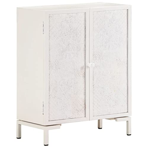 Qnhdfrt Massivholz Sideboard Mangoholz 60x30x76 cm Landhausstil Industrial mit Eisenrahmen 2 Türen für Wohnzimmer Küche Flur von Qnhdfrt