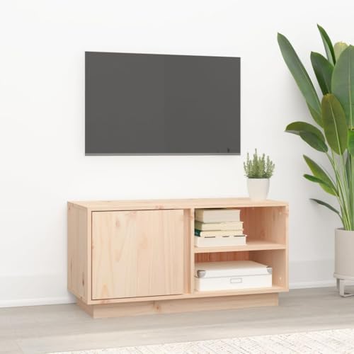 Qnhdfrt Massivholz TV-Schrank Kiefer Natur 80x35x40,5 cm mit 3 Fächern und Tür - Modernes Lowboard für Wohnzimmer mit viel Stauraum Qnhdfrt Massivholz TV-Schrank Kiefer Natur 80x35x40,5 cm mit 3 Fächern und Tür - Modernes Lowboard für Wohnzimmer mit viel Stauraum von Qnhdfrt