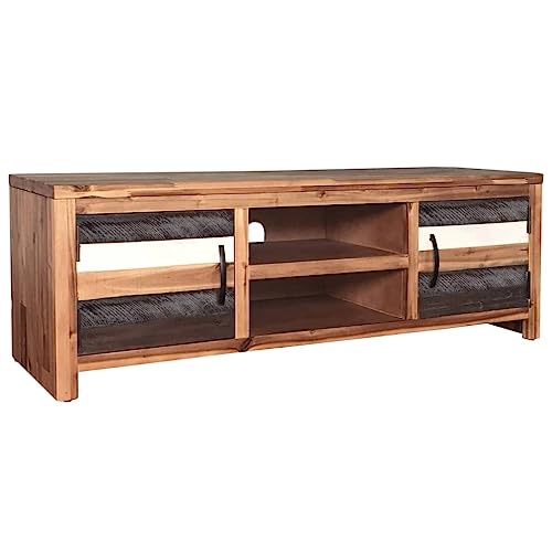 Qnhdfrt Massivholz TV-Schrank Lowboard 120x35x40 cm in Akazie mit kontrastreichen Schubladen und reichlich Stauraum, robuster TV-Stand für Wohnzimmer und Schlafzimmer von Qnhdfrt