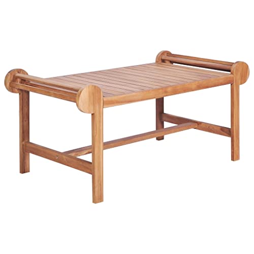 Qnhdfrt Massivholz Teak Couchtisch Beistelltisch 100x50x45 cm für Garten Terrasse Robust Wetterbeständig mit Stangen Klassisches Design Qnhdfrt Massivholz Teak Couchtisch Beistelltisch 100x50x45 cm für Garten Terrasse Robust Wetterbeständig mit Stangen Klassisches Design von Qnhdfrt