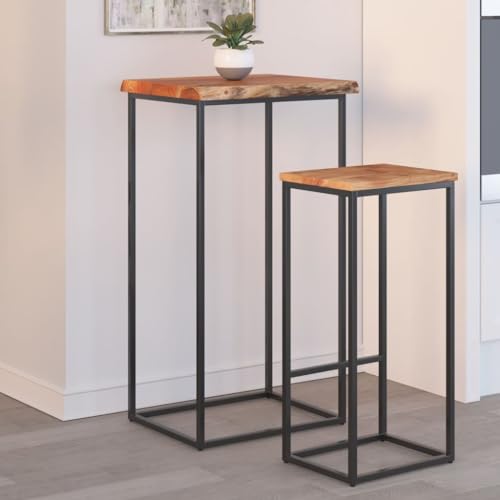 Qnhdfrt Massivholz Tischplatte aus Akazie 50 x 40 x 2.5 cm mit Naturkante Robuste Arbeitsplatte für Küche Bartisch und Outdoor Bereich von Qnhdfrt