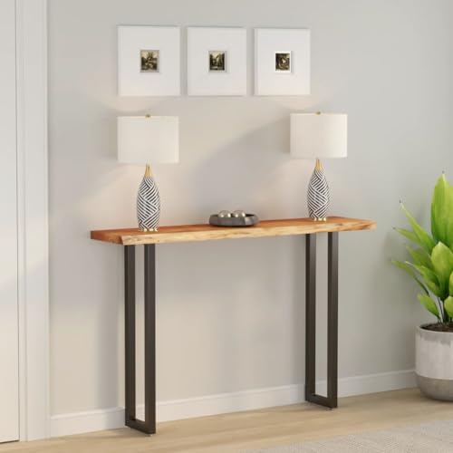 Qnhdfrt Massivholz Tischplatte aus Akazienholz 140 x 30 x 2 5 cm Naturkante Robust & Langlebig für Bartische Beistelltische und Möbelprojekte von Qnhdfrt