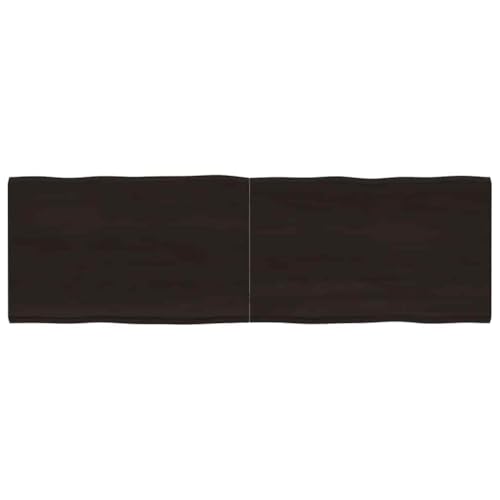 Qnhdfrt Massivholz Tischplatte aus Eiche 160 x 50 x (2-4) cm Dunkelbraun mit Naturkante Robuste Klappbare Design für Küche Büro und Outdoor von Qnhdfrt