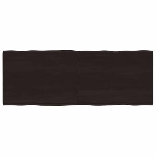 Qnhdfrt Massivholz Tischplatte aus Eiche 160 x 60 cm Dunkelbraun mit Naturkante Robuste Klappbare Tischplatte für Küche Büro und Outdoor von Qnhdfrt