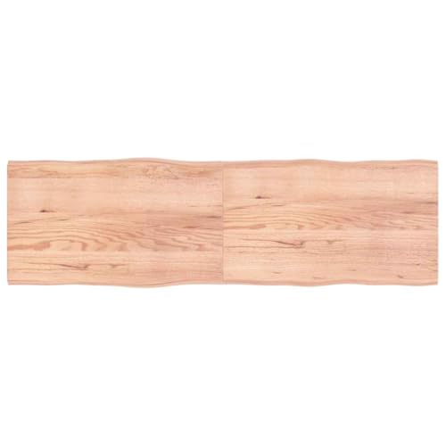 Qnhdfrt Massivholz Tischplatte aus Eiche 200 x 60 x 2-4 cm Natürliche Baumkante & Lackierte Oberfläche Robust & Vielseitig für Küche Büro und Outdoor von Qnhdfrt