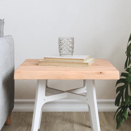 Qnhdfrt Massivholz Tischplatte aus Eiche 40 x 40 x (2-4) cm Naturkante Handgefertigt Unbehandelt für Küche Wohnzimmer und Outdoor von Qnhdfrt