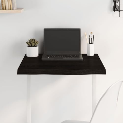 Qnhdfrt Massivholz Tischplatte aus Eiche Dunkelbraun 60 x 60 x 2 4 cm Naturkante mit dunkler Lasur für Küche Büro und Outdoor von Qnhdfrt