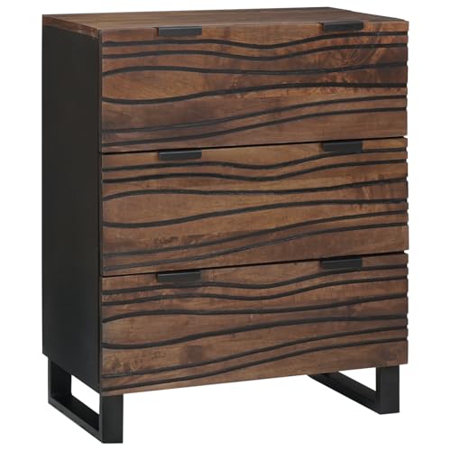 Qnhdfrt Massivholz Walnuss Sideboard mit 3 Schubladen Braun Landhausstil 60x33.5x75 cm Wellige Vorderseite Matt für Schlafzimmer Wohnzimmer und Flur Qnhdfrt Massivholz Walnuss Sideboard mit 3 Schubladen Braun Landhausstil 60x33.5x75 cm Wellige Vorderseite Matt für Schlafzimmer Wohnzimmer und Flur von Qnhdfrt