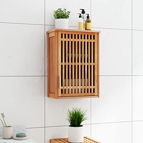 Qnhdfrt Massivholz Wandschrank Nussbaum 42x23x60 cm Medizinschrank mit Gittertür – Stauraum Organizer für Badezimmer von Qnhdfrt