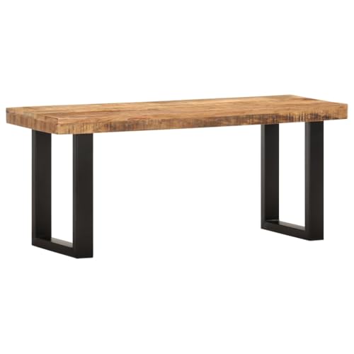 Qnhdfrt Massivholzbank 110 cm Industrielles Design mit Robustem Mangoholz & Stahlbeinen Stabile Sitzbank für Flur Wohnzimmer oder Schlafzimmer von Qnhdfrt