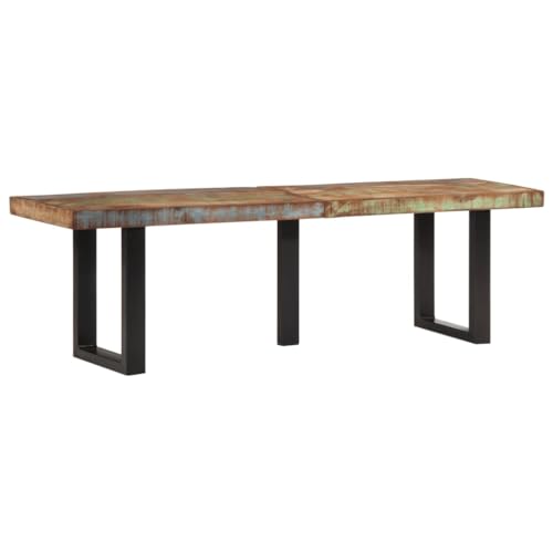 Qnhdfrt Massivholzbank 160 cm aus recyceltem Altholz mit Stahlgestell Industrial Style Sitzbank für Flur Wohnzimmer und Esszimmer von Qnhdfrt
