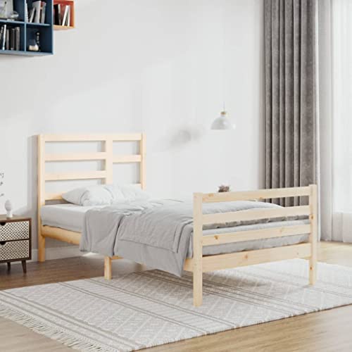 Qnhdfrt Massivholzbett 100x200 cm Modernes Einzelbett aus Kiefernholz mit Stabilen Sperrholzlatten Rustikales Design für Schlafzimmer Jugendzimmer und Gästezimmer von Qnhdfrt