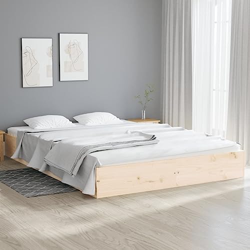 Qnhdfrt Massivholzbett 140x200 cm Modernes Kiefernholz Bettgestell mit Stabilen Latten Robustes Design für Schlafzimmer Gästebett oder Jugendbett von Qnhdfrt