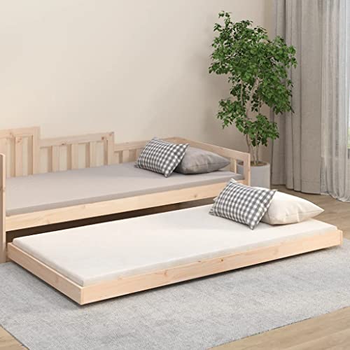 Qnhdfrt Massivholzbett 80x200 cm aus Kiefernholz mit robusten Latten und praktischen Rollen für einfache Mobilität und Stauraumnutzung von Qnhdfrt