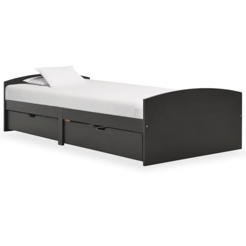 Qnhdfrt Massivholzbett 90x200 Kiefer Grau mit 2 Schubladen Stauraum Rost Lattenrost Jugendbett Gästebett für Schlafzimmer und Gästezimmer Qnhdfrt Massivholzbett 90x200 Kiefer Grau mit 2 Schubladen Stauraum Rost Lattenrost Jugendbett Gästebett für Schlafzimmer und Gästezimmer von Qnhdfrt