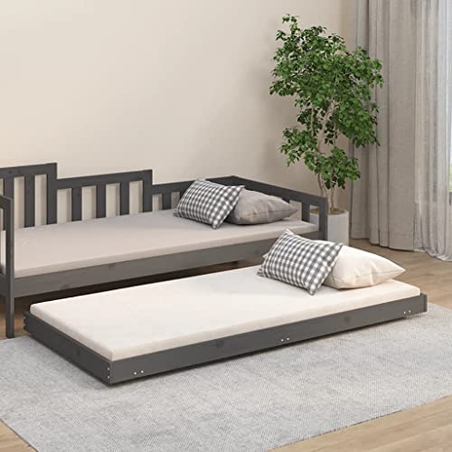 Qnhdfrt Massivholzbett Grau 75x190 cm aus Kiefer mit Rollen und stabilen Sperrholzlatten Rustikales Design für Schlafzimmer Gästebett oder Jugendzimmer Qnhdfrt Massivholzbett Grau 75x190 cm aus Kiefer mit Rollen und stabilen Sperrholzlatten Rustikales Design für Schlafzimmer Gästebett oder Jugendzimmer von Qnhdfrt