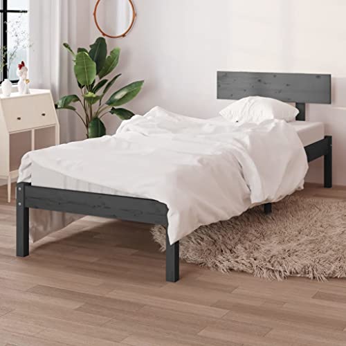 Qnhdfrt Massivholzbett Grau Kiefer 100x200 cm Modernes Einzelbett mit Kopfteil Robuster Lattenrost und Langlebiges Kiefernholz für Schlafzimmer Gästebett oder Jugendzimmer Qnhdfrt Massivholzbett Grau Kiefer 100x200 cm Modernes Einzelbett mit Kopfteil Robuster Lattenrost und Langlebiges Kiefernholz für Schlafzimmer Gästebett oder Jugendzimmer von Qnhdfrt