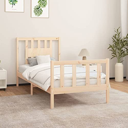 Qnhdfrt Massivholzbett Kiefer 100x200 cm mit Kopfteil Robustes Naturholz Bettgestell für Erholsamen Schlaf Gästebett und Heimbett von Qnhdfrt