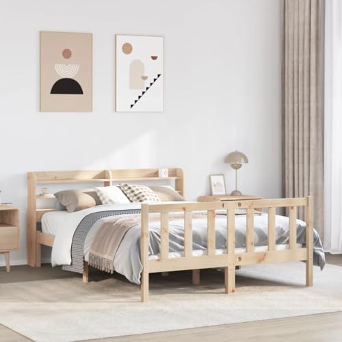 Qnhdfrt Massivholzbett Kiefer 135x190 cm mit Stauraum Kopfteil & Lattenrost Rustikales Design für Schlafzimmer Gästebett oder Jugendzimmer Qnhdfrt Massivholzbett Kiefer 135x190 cm mit Stauraum Kopfteil & Lattenrost Rustikales Design für Schlafzimmer Gästebett oder Jugendzimmer von Qnhdfrt
