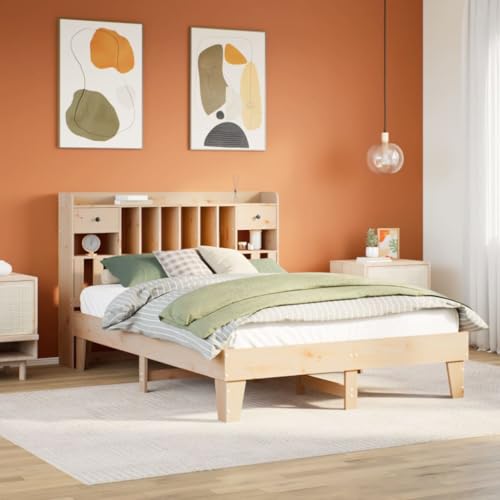 Qnhdfrt Massivholzbett Kiefer 140x200 cm mit Lattenrost Stauraum Schubladen rustikales Design für erholsamen Schlaf von Qnhdfrt