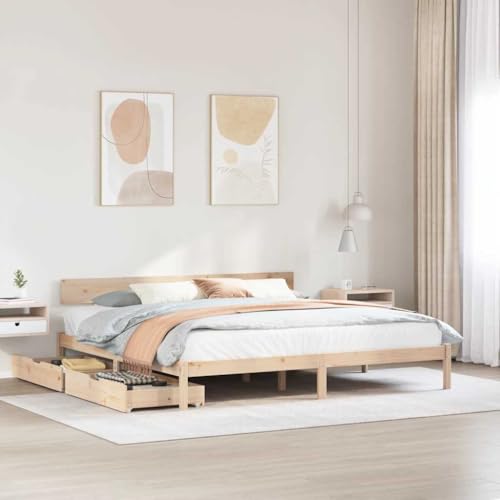 Qnhdfrt Massivholzbett Kiefer 180x200 cm mit Lattenrost & 2 Schubladen Stabiles Bettgestell aus Naturholz Rustikales Design für Schlafzimmer Gästebett oder Jugendzimmer Qnhdfrt Massivholzbett Kiefer 180x200 cm mit Lattenrost & 2 Schubladen Stabiles Bettgestell aus Naturholz Rustikales Design für Schlafzimmer Gästebett oder Jugendzimmer von Qnhdfrt
