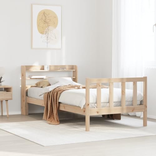 Qnhdfrt Massivholzbett Kiefer 75x190 cm mit Kopfteil und Stauraum Bettgestell aus Naturholz für erholsamen Schlaf Einzelbett mit Lattenrost Qnhdfrt Massivholzbett Kiefer 75x190 cm mit Kopfteil und Stauraum Bettgestell aus Naturholz für erholsamen Schlaf Einzelbett mit Lattenrost von Qnhdfrt