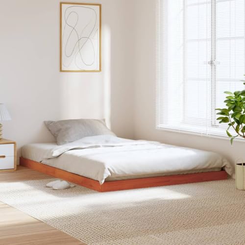 Qnhdfrt Massivholzbett Kiefer Wachsbraun 193.5 x 139 x 9 cm Modernes Design mit Lattenrost für en Schlaf Robustes Bettgestell für Schlafzimmer Gästebett und Jugendzimmer Qnhdfrt Massivholzbett Kiefer Wachsbraun 193.5 x 139 x 9 cm Modernes Design mit Lattenrost für en Schlaf Robustes Bettgestell für Schlafzimmer Gästebett und Jugendzimmer von Qnhdfrt