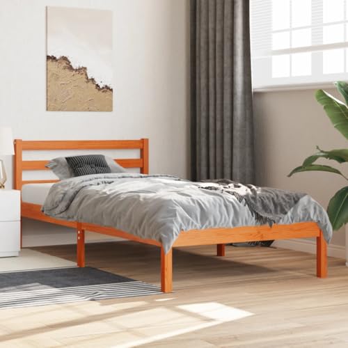 Qnhdfrt Massivholzbett Kiefer Wachsbraun 75x190 cm Modernes Bettgestell mit Robustem Lattenrost und Stabilen Kopfteil für Schlafzimmer Gästebett Jugendbett Qnhdfrt Massivholzbett Kiefer Wachsbraun 75x190 cm Modernes Bettgestell mit Robustem Lattenrost und Stabilen Kopfteil für Schlafzimmer Gästebett Jugendbett von Qnhdfrt