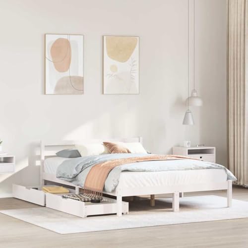 Qnhdfrt Massivholzbett Kiefer Weiß 120x190 cm mit Lattenrost und 2 Schubladen Stauraum Bettgestell für erholsamen Schlaf Gästebett oder Jugendbett Qnhdfrt Massivholzbett Kiefer Weiß 120x190 cm mit Lattenrost und 2 Schubladen Stauraum Bettgestell für erholsamen Schlaf Gästebett oder Jugendbett von Qnhdfrt