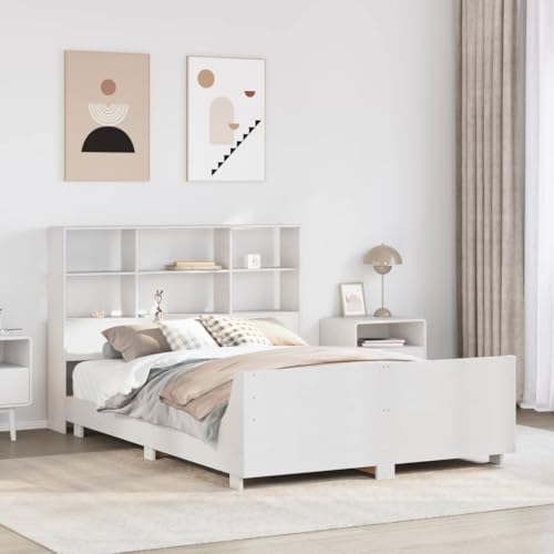Qnhdfrt Massivholzbett Kiefer Weiß 120x200 cm mit Lattenrost und 6 Ablagen im Kopfteil Stabiles Bettgestell mit Rustikalem Charme für Schlafzimmer und Gästezimmer Qnhdfrt Massivholzbett Kiefer Weiß 120x200 cm mit Lattenrost und 6 Ablagen im Kopfteil Stabiles Bettgestell mit Rustikalem Charme für Schlafzimmer und Gästezimmer von Qnhdfrt