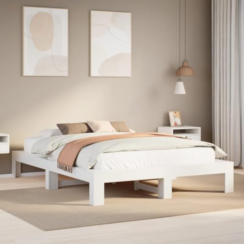 Qnhdfrt Massivholzbett Kiefer Weiß 140x190 cm mit Lattenrost Stabiles Bettgestell aus Kiefernholz für erholsamen Schlaf Gästebett oder Familienbett Qnhdfrt Massivholzbett Kiefer Weiß 140x190 cm mit Lattenrost Stabiles Bettgestell aus Kiefernholz für erholsamen Schlaf Gästebett oder Familienbett von Qnhdfrt