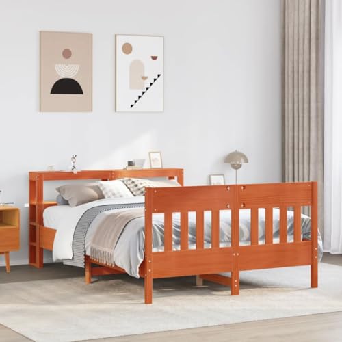 Qnhdfrt Massivholzbett Kiefernholz 150x200 cm mit Lattenrost und Stauraum Kopfteil in Wachsbraun für Schlafzimmer und Gästezimmer Qnhdfrt Massivholzbett Kiefernholz 150x200 cm mit Lattenrost und Stauraum Kopfteil in Wachsbraun für Schlafzimmer und Gästezimmer von Qnhdfrt