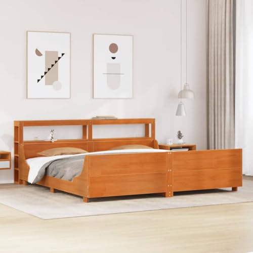 Qnhdfrt Massivholzbett Kiefernholz 180x200 cm mit Lattenrost und Stauraum Wachsbraun Rustikales Design für erholsamen Schlaf Gästebett oder Familienbett Qnhdfrt Massivholzbett Kiefernholz 180x200 cm mit Lattenrost und Stauraum Wachsbraun Rustikales Design für erholsamen Schlaf Gästebett oder Familienbett von Qnhdfrt