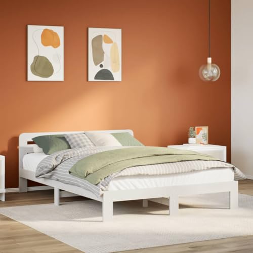 Qnhdfrt Massivholzbett Weiß 140x190 cm mit Lattenrost und Stauraum Kiefernholz Bettgestell Rustikales Design für Schlafzimmer Gästebett oder Jugendbett Qnhdfrt Massivholzbett Weiß 140x190 cm mit Lattenrost und Stauraum Kiefernholz Bettgestell Rustikales Design für Schlafzimmer Gästebett oder Jugendbett von Qnhdfrt