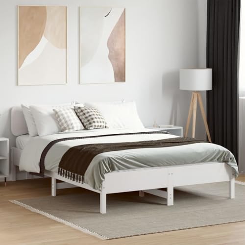 Qnhdfrt Massivholzbett Weiß 140x200 cm aus Kiefernholz mit Kopfteil und Sperrholzlatten Robustes Bettgestell für erholsamen Schlaf Gästebett oder Familienbett Qnhdfrt Massivholzbett Weiß 140x200 cm aus Kiefernholz mit Kopfteil und Sperrholzlatten Robustes Bettgestell für erholsamen Schlaf Gästebett oder Familienbett von Qnhdfrt