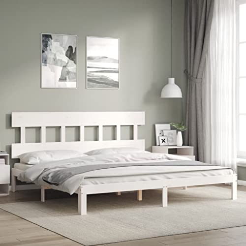 Qnhdfrt Massivholzbett Weiß 200x200 cm aus Kiefernholz mit Kopfteil und Sperrholzlatten Langlebiges Bettgestell für erholsamen Schlaf Gästebett oder Familienbett Qnhdfrt Massivholzbett Weiß 200x200 cm aus Kiefernholz mit Kopfteil und Sperrholzlatten Langlebiges Bettgestell für erholsamen Schlaf Gästebett oder Familienbett von Qnhdfrt