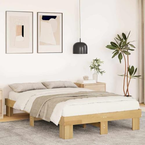 Qnhdfrt Massivholzbett aus Eiche 120x190 cm mit Lattenrost und Stauraum Bettgestell Robust und Langlebig für Schlafzimmer Gästebett oder Jugendbett von Qnhdfrt