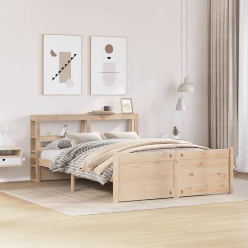 Qnhdfrt Massivholzbett aus Kiefer 150x200 cm Bettgestell mit Kopfteil und Stauraum Robustes Design für Erholsamen Schlaf Gästebett oder Familienbett von Qnhdfrt