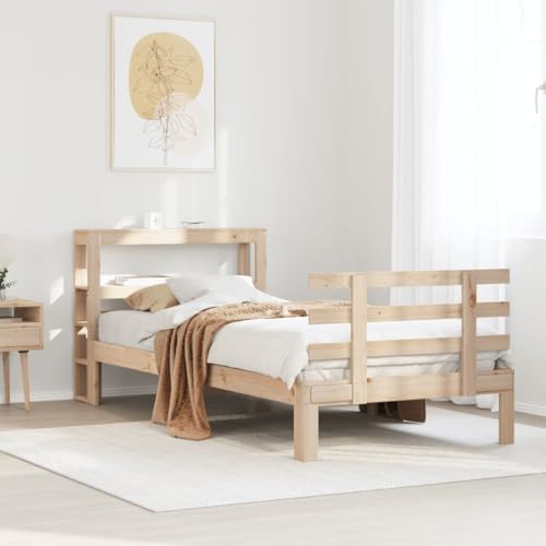 Qnhdfrt Massivholzbett aus Kiefer 75x190 cm mit Kopfteil und Stauraum Robustes Bettgestell für erholsamen Schlaf Einzelbett Jugendbett Gästebett Qnhdfrt Massivholzbett aus Kiefer 75x190 cm mit Kopfteil und Stauraum Robustes Bettgestell für erholsamen Schlaf Einzelbett Jugendbett Gästebett von Qnhdfrt