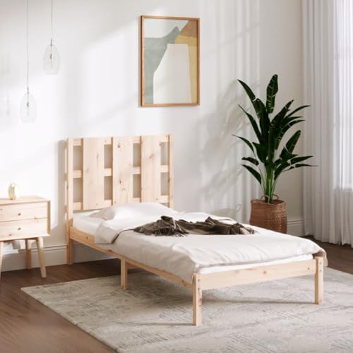Qnhdfrt Massivholzbett aus Kiefer 90x190 cm Modernes Bettgestell mit Robusten Latten und Bequem Kopfteil Einzelbett für Schlafzimmer Jugendzimmer oder Gästezimmer von Qnhdfrt