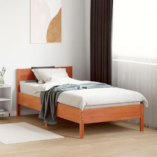 Qnhdfrt Massivholzbett aus Kiefer 90x190 cm Wachsbraun mit Sperrholzlatten Rustikales Design für Erholsamen Schlaf Gästebett oder Jugendbett Qnhdfrt Massivholzbett aus Kiefer 90x190 cm Wachsbraun mit Sperrholzlatten Rustikales Design für Erholsamen Schlaf Gästebett oder Jugendbett von Qnhdfrt