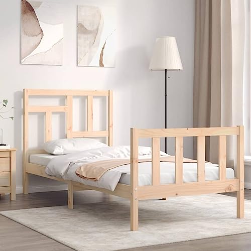 Qnhdfrt Massivholzbett aus Kiefer 90x200 cm Bettgestell mit Kopfteil und Fußteil Langlebiges Naturmaterial für Erholsamen Schlaf Geeignet für Schlafzimmer Gästebett und Jugendzimmer von Qnhdfrt