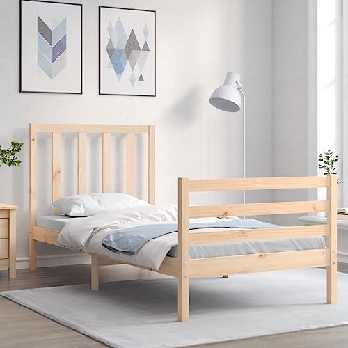Qnhdfrt Massivholzbett aus Kiefer 90x200 cm Bettgestell mit Kopfteil und Fußteil Langlebiges Naturmaterial für erholsamen Schlaf Gästebett oder Jugendbett Qnhdfrt Massivholzbett aus Kiefer 90x200 cm Bettgestell mit Kopfteil und Fußteil Langlebiges Naturmaterial für erholsamen Schlaf Gästebett oder Jugendbett von Qnhdfrt