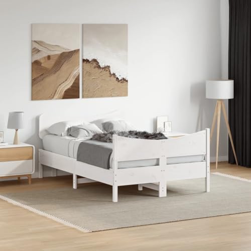 Qnhdfrt Massivholzbett aus Kiefer Weiß 120x190 cm mit Kopfteil und Fußteil Stabiler Bettrahmen mit Sperrholzlatten für erholsamen Schlaf Gästebett oder Jugendbett Qnhdfrt Massivholzbett aus Kiefer Weiß 120x190 cm mit Kopfteil und Fußteil Stabiler Bettrahmen mit Sperrholzlatten für erholsamen Schlaf Gästebett oder Jugendbett von Qnhdfrt
