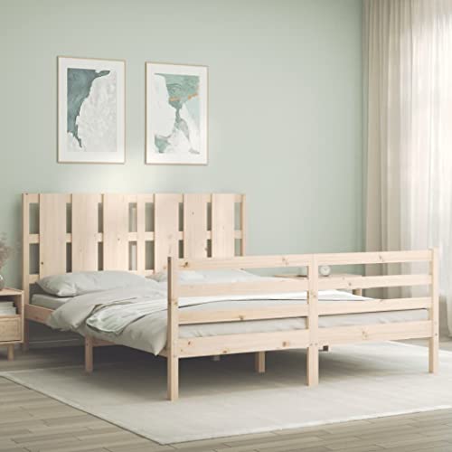 Qnhdfrt Massivholzbett aus Kiefer mit Kopfteil 150x200 cm 5FT King Size Robustes Bettgestell mit Lattenrost für erholsamen Schlaf Qnhdfrt Massivholzbett aus Kiefer mit Kopfteil 150x200 cm 5FT King Size Robustes Bettgestell mit Lattenrost für erholsamen Schlaf von Qnhdfrt