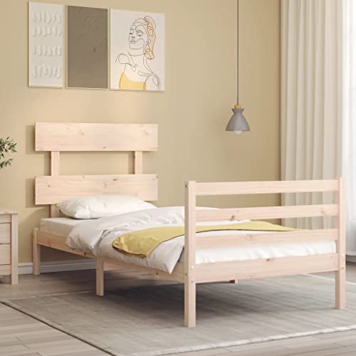 Qnhdfrt Massivholzbett aus Kiefer mit Kopfteil und Fußteil 195.5 x 80.5 x 81 cm Langlebiges Bettgestell mit Sperrholzlatten für Single Matratze 75x190 cm Rustikales Design für Schlafzimmer Gästebett Qnhdfrt Massivholzbett aus Kiefer mit Kopfteil und Fußteil 195.5 x 80.5 x 81 cm Langlebiges Bettgestell mit Sperrholzlatten für Single Matratze 75x190 cm Rustikales Design für Schlafzimmer Gästebett von Qnhdfrt