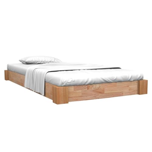 Qnhdfrt Massivholzbett aus lackierter Eiche 90x200 cm Bettgestell mit rustikalem Charme Robuste Mittelstütze für extra Stabilität Schlafzimmer Möbel von Qnhdfrt