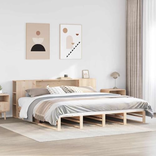 Qnhdfrt Massivholzbett mit Bücherregal 200x200 cm Kiefernholz Bettgestell mit Lattenrost und Stauraum Rustikales Design für Schlafzimmer Gästebett oder Jugendzimmer Qnhdfrt Massivholzbett mit Bücherregal 200x200 cm Kiefernholz Bettgestell mit Lattenrost und Stauraum Rustikales Design für Schlafzimmer Gästebett oder Jugendzimmer von Qnhdfrt