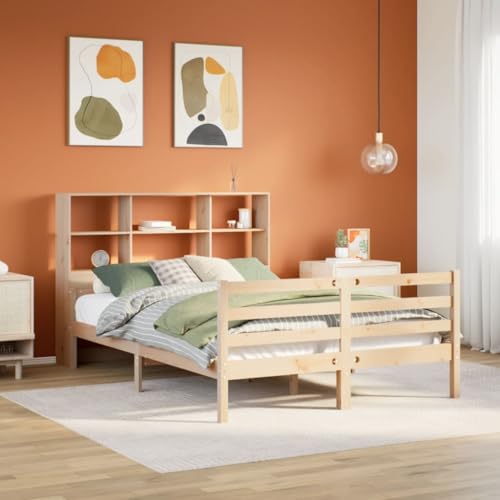 Qnhdfrt Massivholzbett mit Bücherregal Kiefernholz 135x190 cm Stabiles Bettgestell mit Lattenrost und Stauraum für Schlafzimmer Gästebett oder Jugendbett Qnhdfrt Massivholzbett mit Bücherregal Kiefernholz 135x190 cm Stabiles Bettgestell mit Lattenrost und Stauraum für Schlafzimmer Gästebett oder Jugendbett von Qnhdfrt