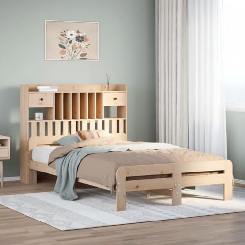 Qnhdfrt Massivholzbett mit Bücherregal Kiefernholz 135x190 cm Stabiles Bettgestell mit Lattenrost & Stauraum für Schlafzimmer Gästebett oder Jugendbett Qnhdfrt Massivholzbett mit Bücherregal Kiefernholz 135x190 cm Stabiles Bettgestell mit Lattenrost & Stauraum für Schlafzimmer Gästebett oder Jugendbett von Qnhdfrt